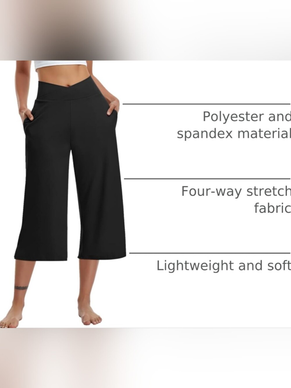 🐈‍⬛🖤🐈‍⬛ Dreamy Comfy Onyx Jet Black Capri Leisure Yoga Pants - M - Picture 4 of 16